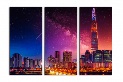 Модульная картина Звездная ночь в городе