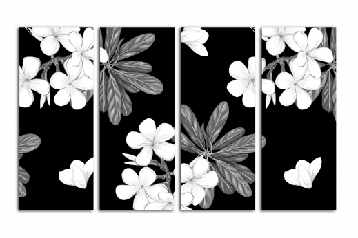 Модульная картина Цветы на черном фоне